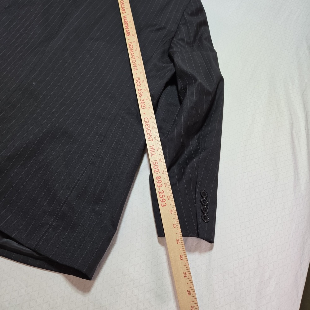 Gianfranco Ruffini Italy Blazer 48R Black Pinstripe 100% Wool Sport Coat Mens - Picture 12 of 16